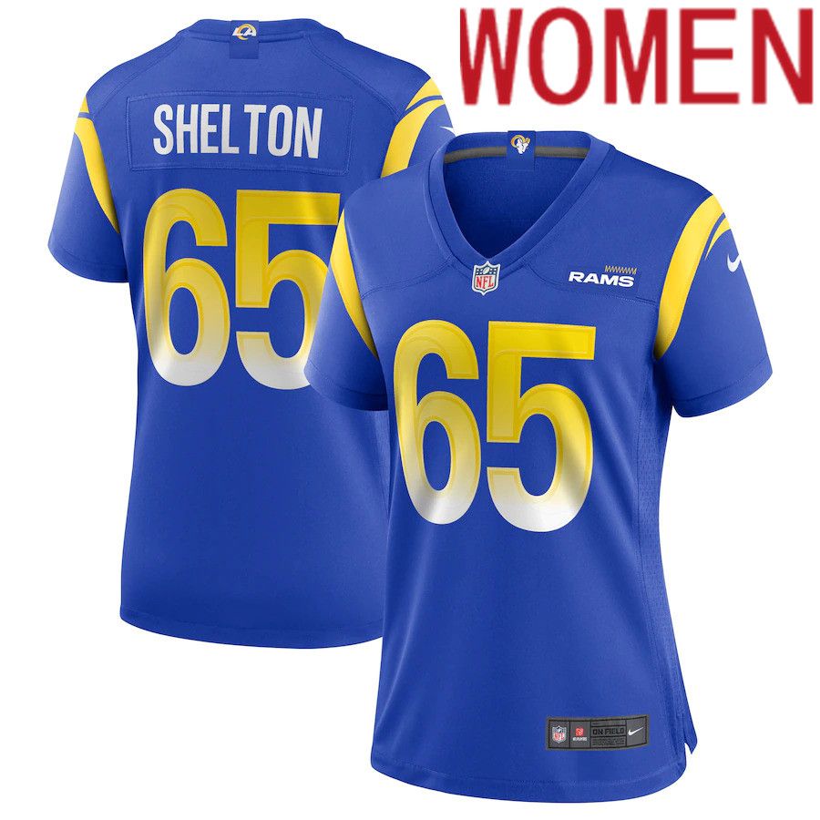 Women Los Angeles Rams #65 Coleman Shelton Nike Royal Game NFL Jersey->women nfl jersey->Women Jersey